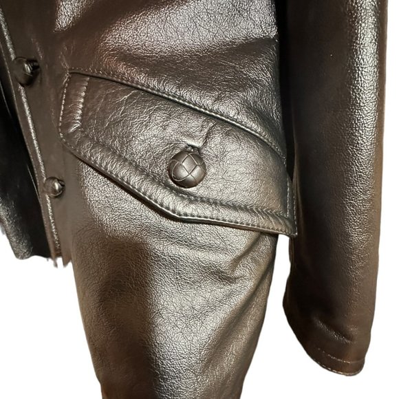 DOLCE & GABBANA MEN'S BLACK LEATHER PEACOAT JACKET / SZ 46 (LARGE) - Picture 4 of 15